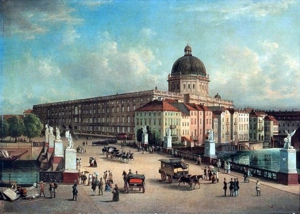 Alt Berliner Schloss vor 1896 mit Huserzeile vor dem Schlossportal.