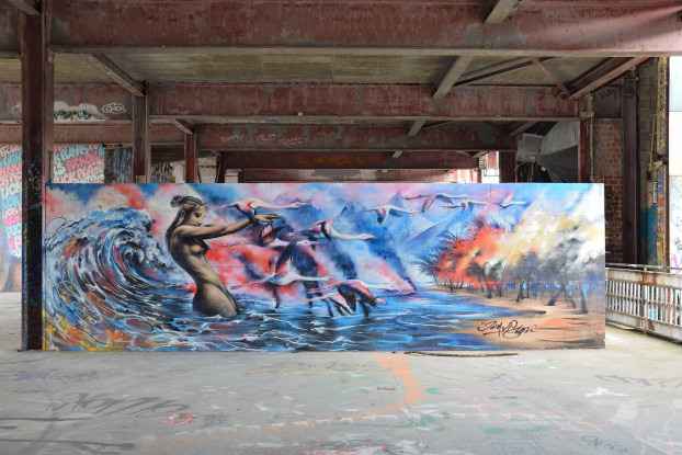 Graffiti-Kunst auf den Etagen des ehemaligen Radargebudes