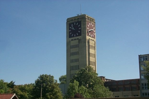 Historischer Uhrenturm der ehemaligen Singer-Werke in Wittenberge