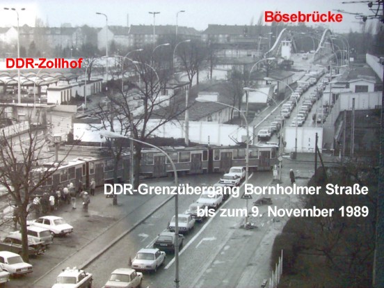 DDR-Grenzbergang Bornholmerstrae - Bsebrcke - gescanntes Foto.