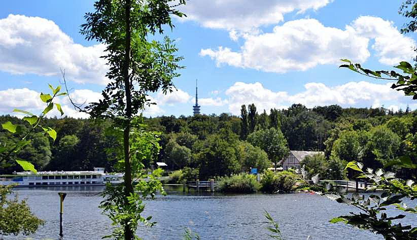 Blick von der Pfaueninsel zum Festland - Fhrableger.