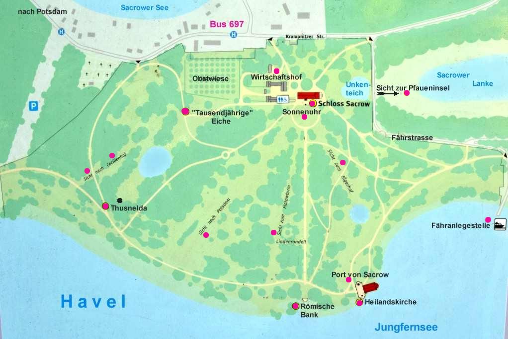 Parkansicht-Tafel aus dem Sacrower Schlosspark.